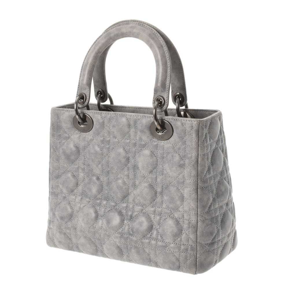 Dior Christian Dior Cannage 2way Calf Handbag Gray - image 2