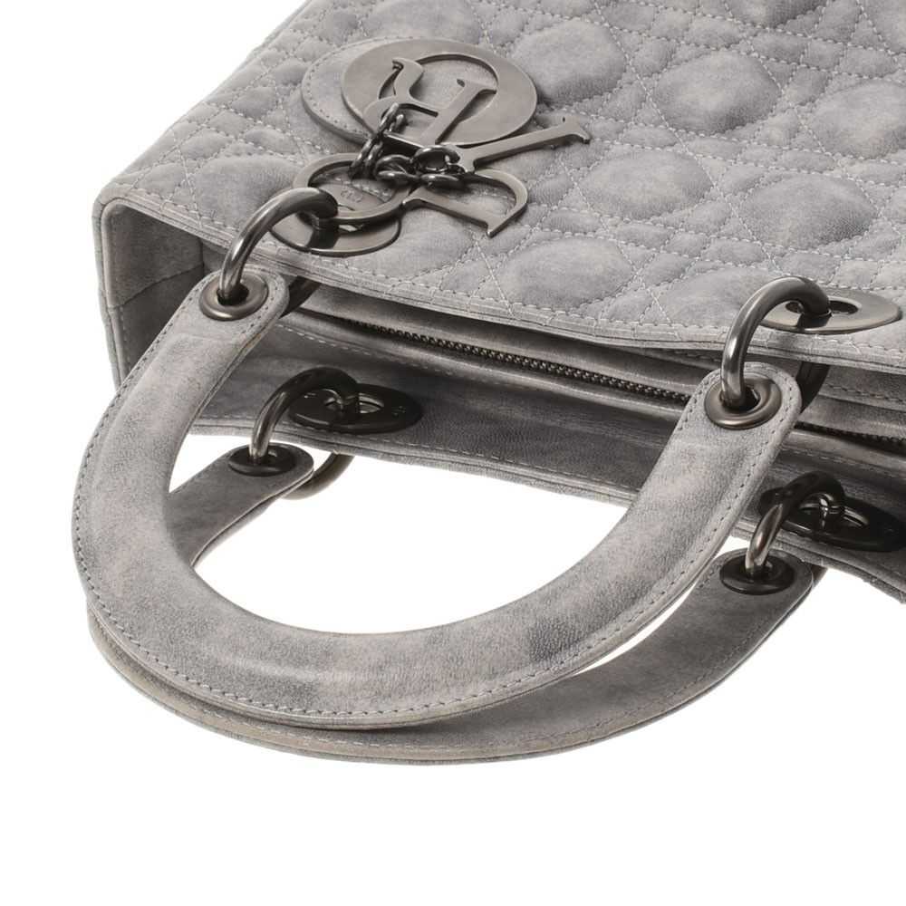 Dior Christian Dior Cannage 2way Calf Handbag Gray - image 3