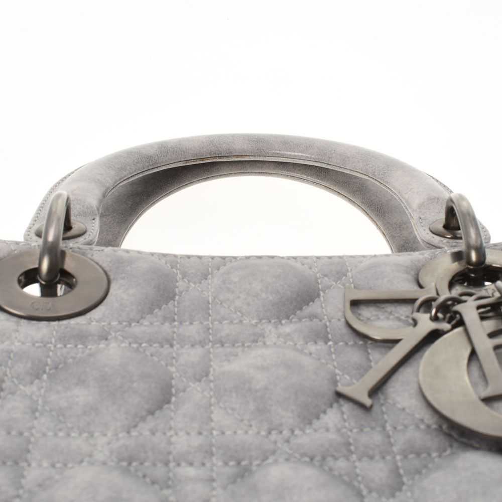 Dior Christian Dior Cannage 2way Calf Handbag Gray - image 4