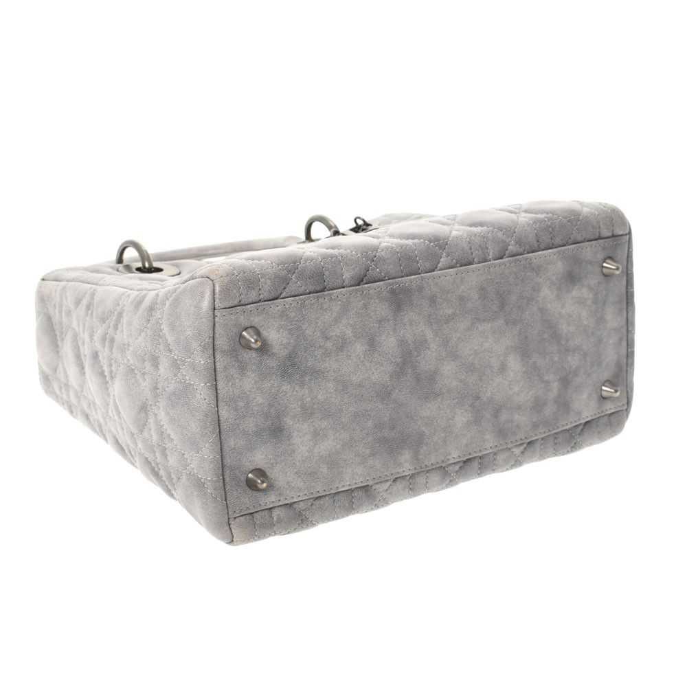 Dior Christian Dior Cannage 2way Calf Handbag Gray - image 5