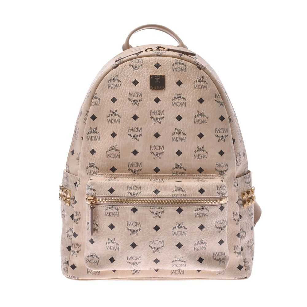 MCM MCM Backpack Studded Leather Daypack Beige - image 1