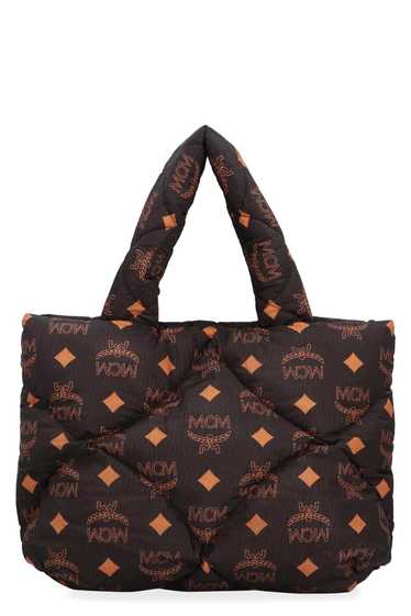 MCM MCM Black All Over Logo Print Nylon Tote Bag