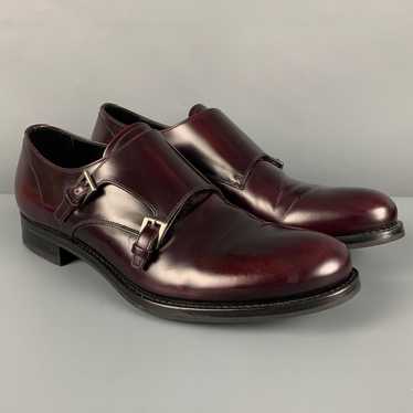 Prada Burgundy Leather Double Monk Strap Loafers