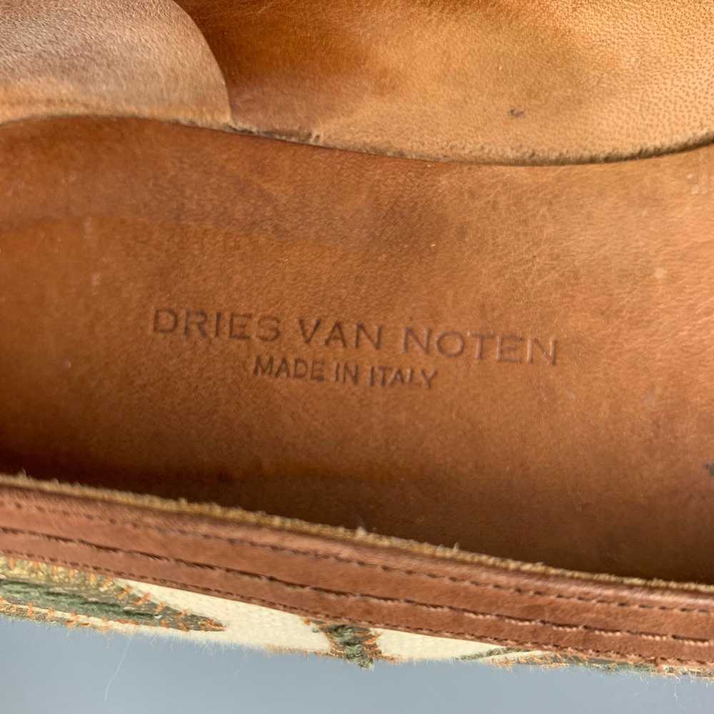 Dries Van Noten Cream Gold Fabric Embroidered Lea… - image 7