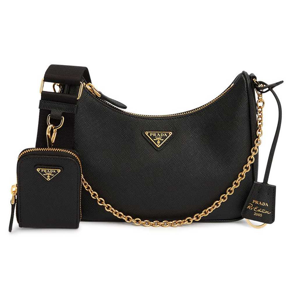 Prada Prada Chain Tote Shoulder Bag Black - image 1