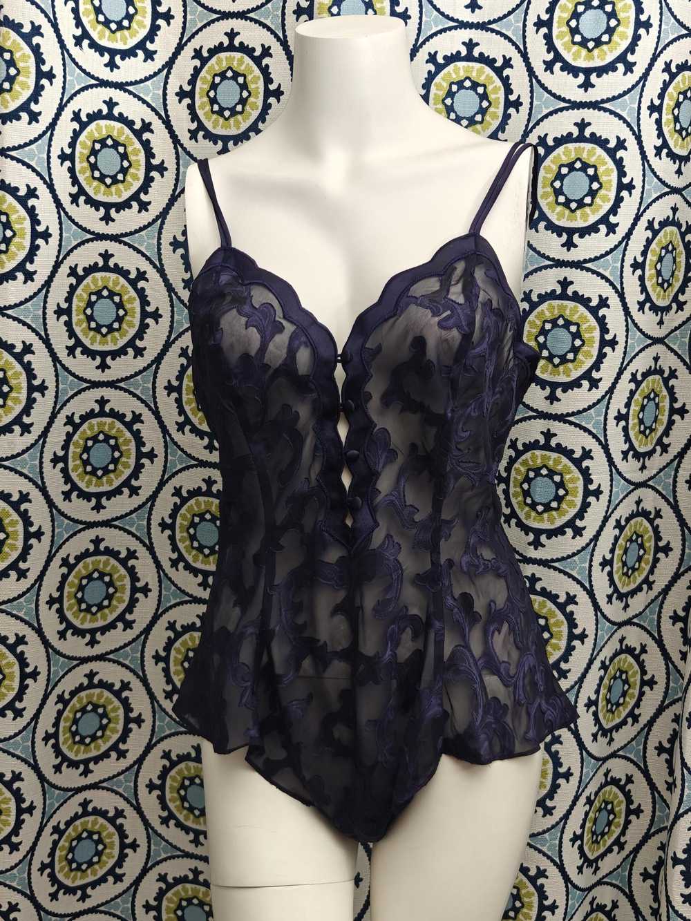 Designer Victoria S Secret Vintage Sheer Satin Teddy Gem