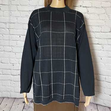 Other Genelli Silk Windowpane Black Knit Sweater S