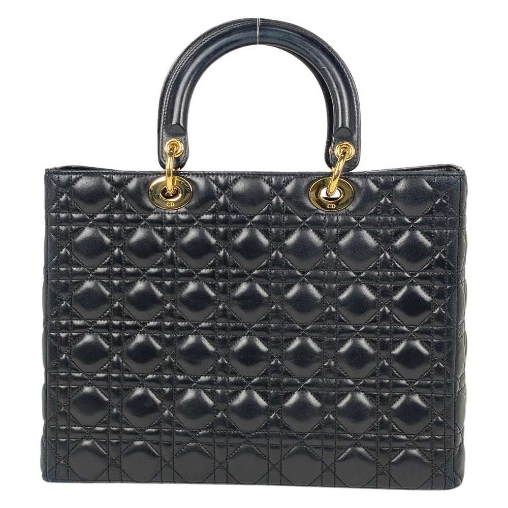 Dior Christian Dior Cannage Handbag Leather Black - image 3