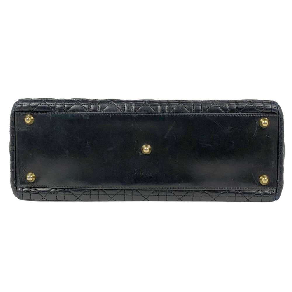 Dior Christian Dior Cannage Handbag Leather Black - image 4