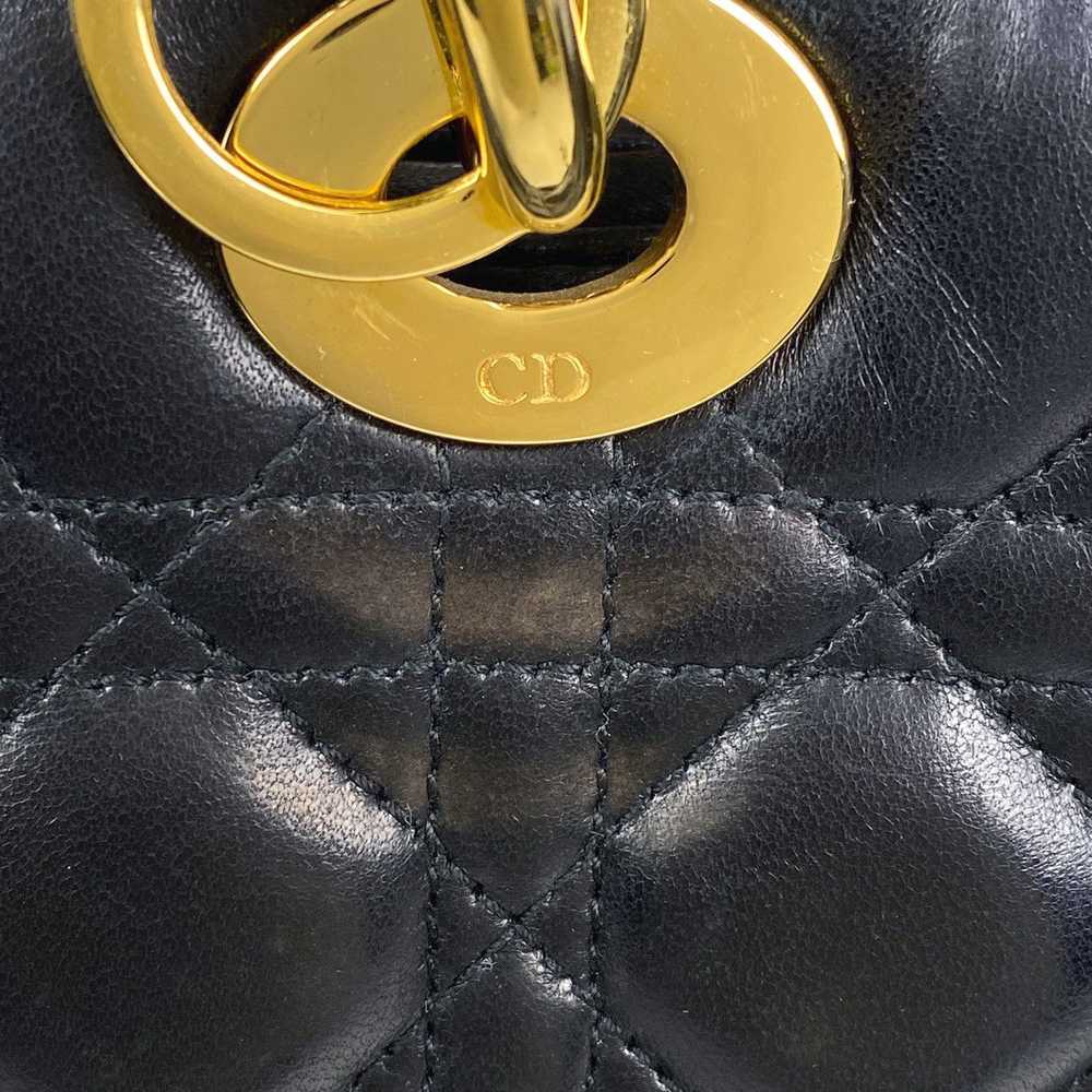 Dior Christian Dior Cannage Handbag Leather Black - image 8