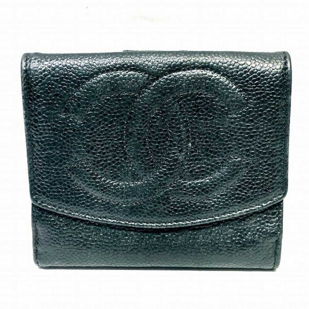 Chanel CHANEL Cocomark caviar skin bifold wallet … - image 1