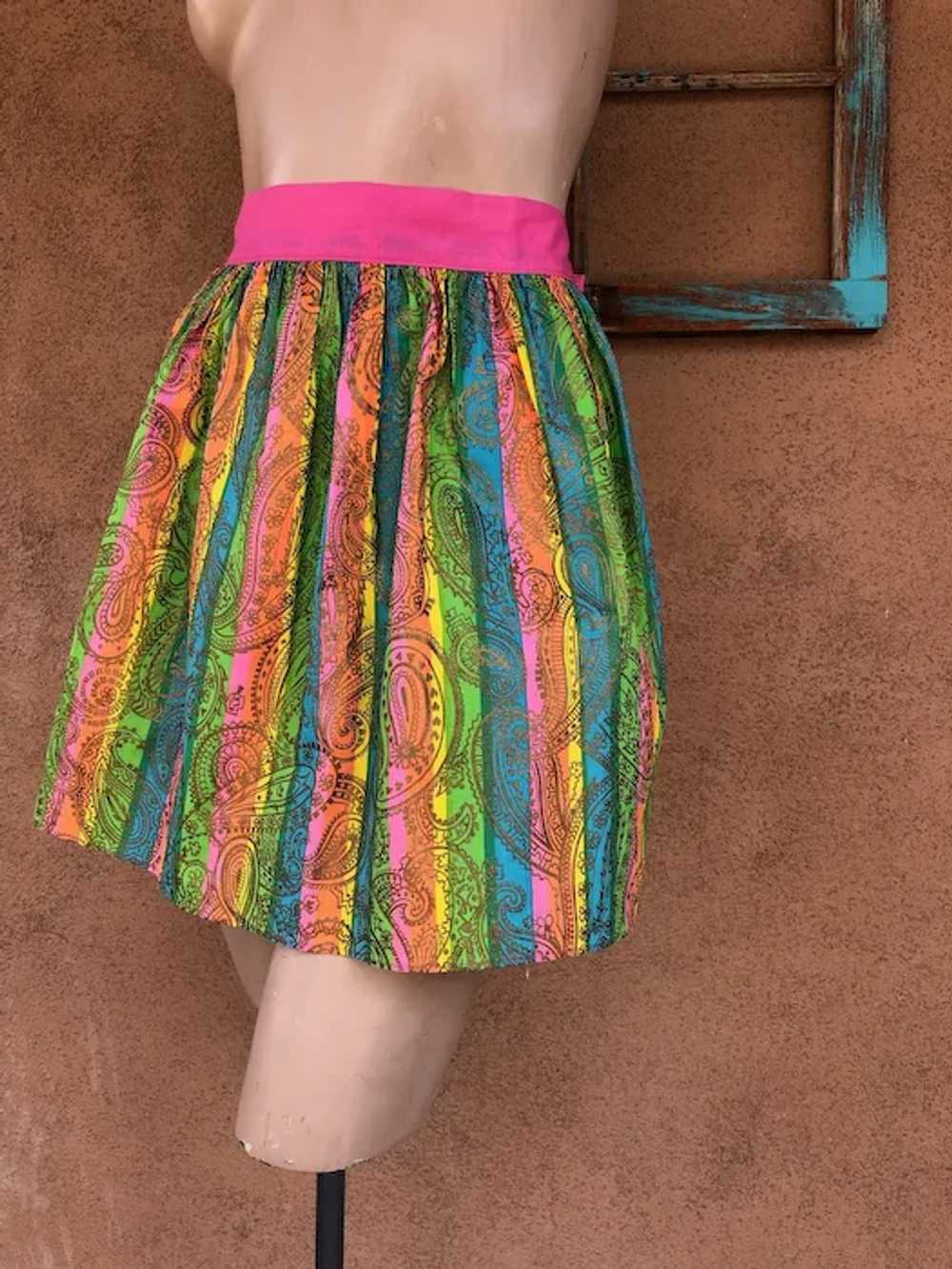 1960s Mod Psychedelic Striped Cotton Apron - image 3