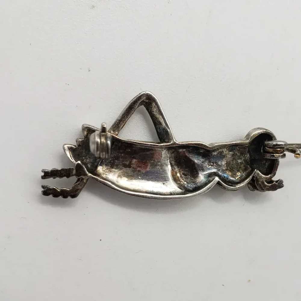 Vintage Sterling Silver Marcasite Grasshopper Bro… - image 6