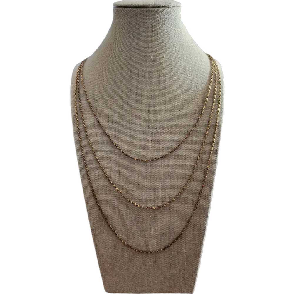 Vintage Three Strand Gold-tone Necklace - image 1