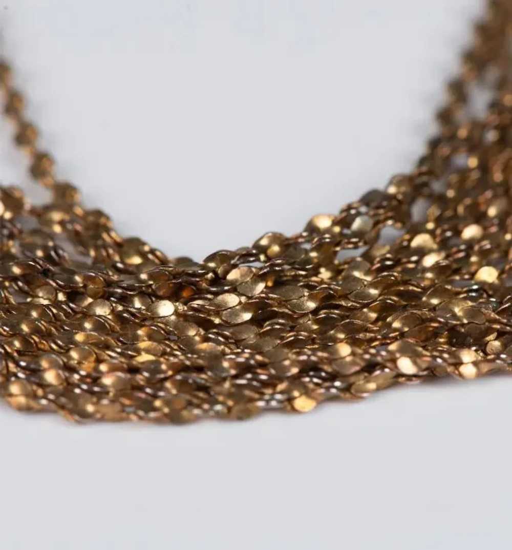 Vintage Three Strand Gold-tone Necklace - image 2