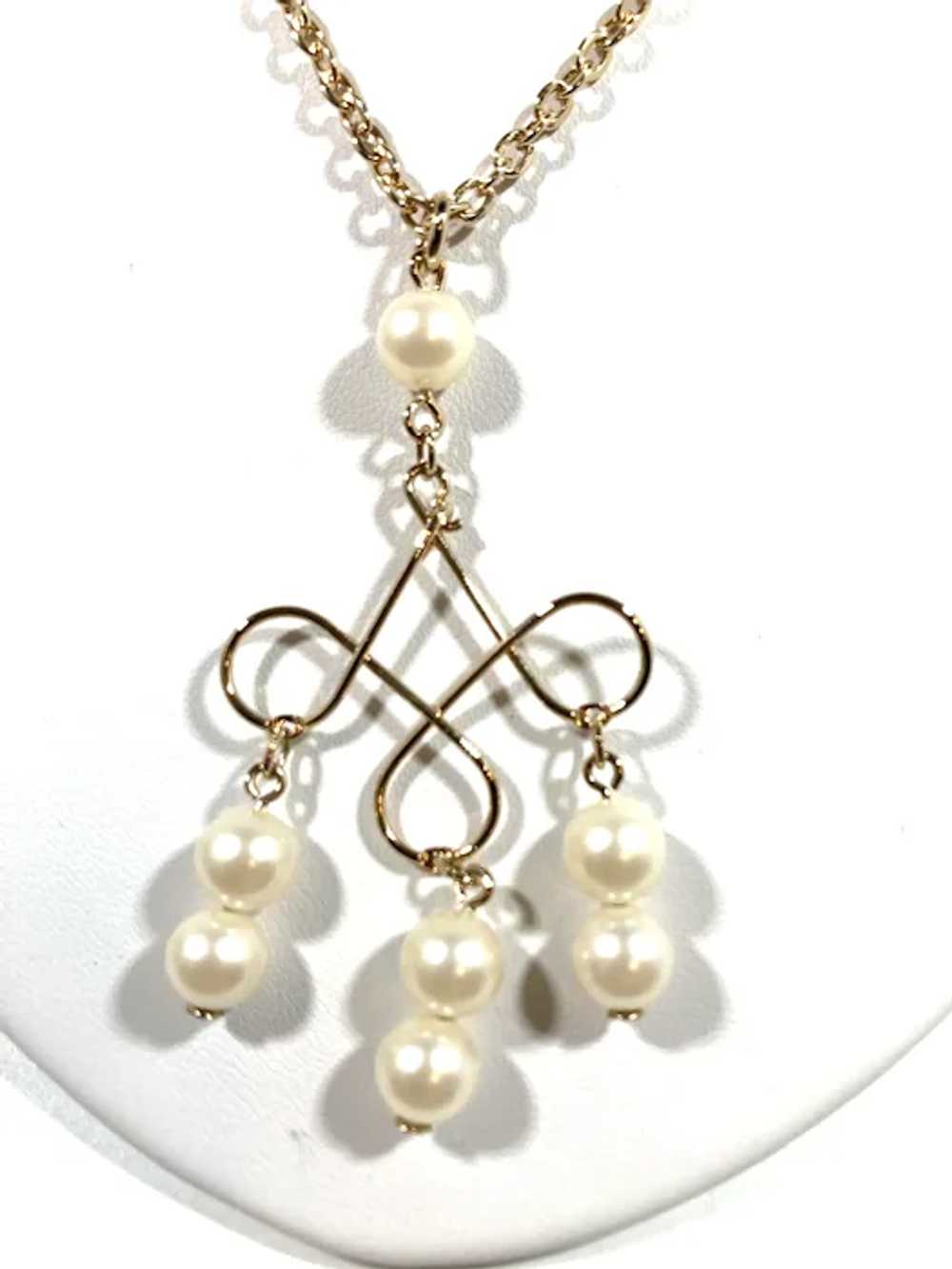 Avon Moonspun Dangle Imitation Pearl Pendant Neck… - image 3