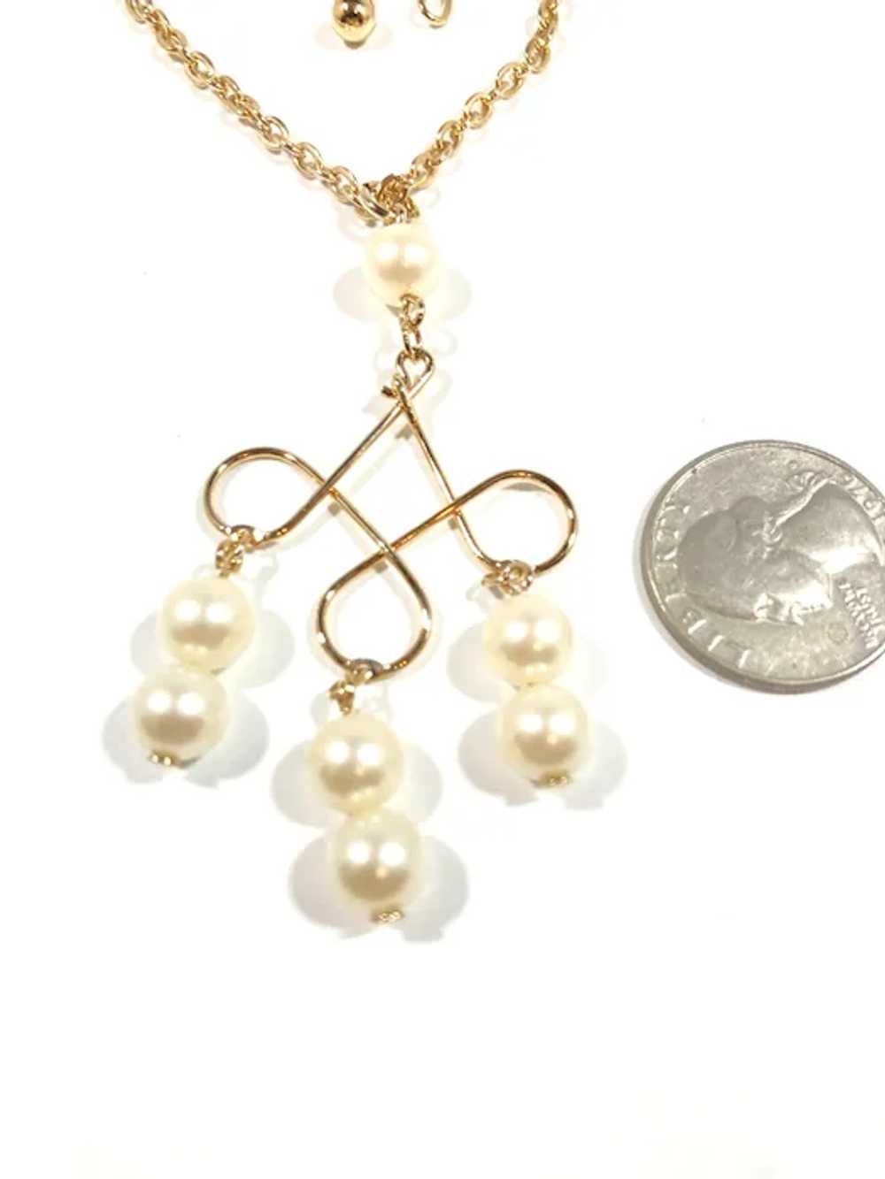 Avon Moonspun Dangle Imitation Pearl Pendant Neck… - image 4