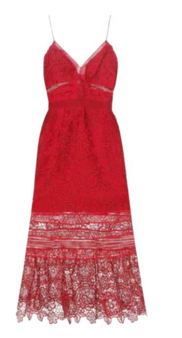 Product Details Self-Portrait Red Lace Midi Dress