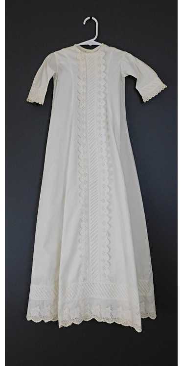 Antique 1800s Long Baby Dress, White Cotton with P