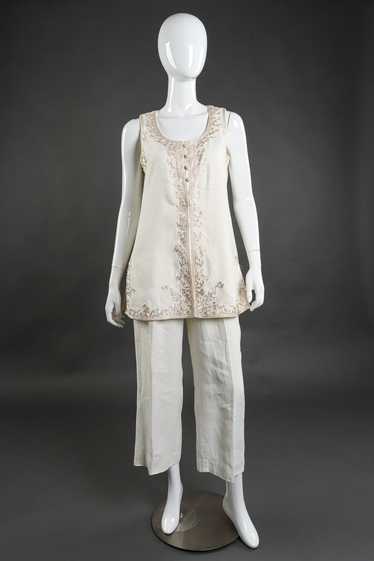 Alberta Ferretti Embroidered Linen Vest and Pant S