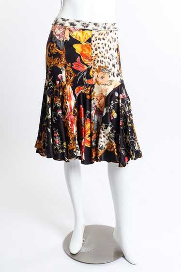 ROBERTO CAVALLI Floral Leopard Ruffle Skirt