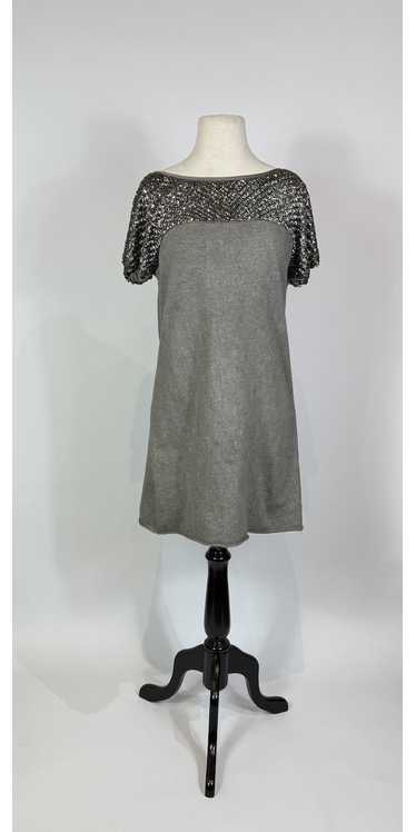 Y2K PRADA Grey Cotton Beaded Sleeve T-Shirt Dress
