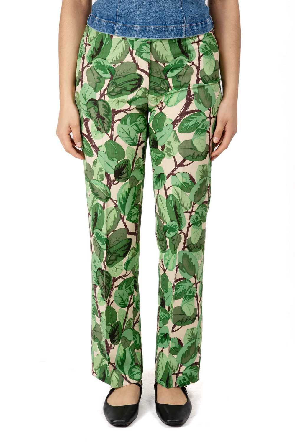 DOLCE & GABBANA Straight-leg leaf-print pants S/S… - image 1