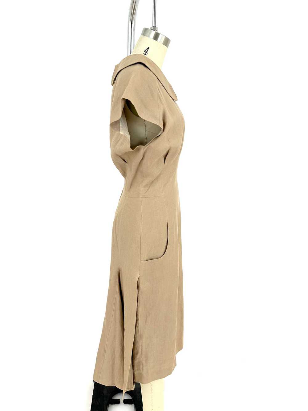 90s Karl Lagerfeld Linen Pleated Dress - image 2