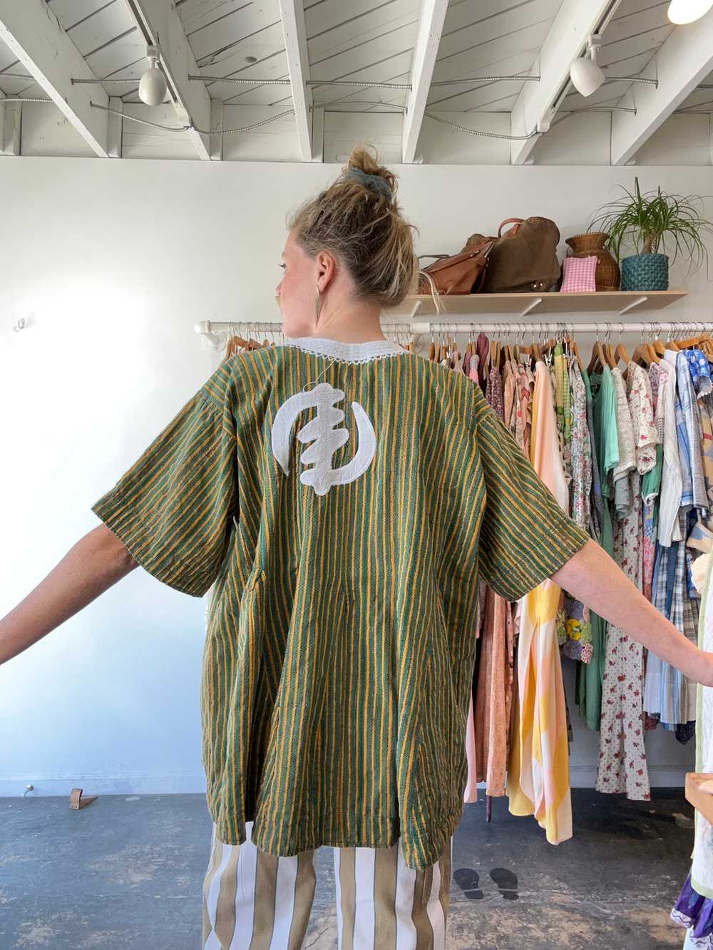 Vintage Green and Yellow Striped Tunic - image 4