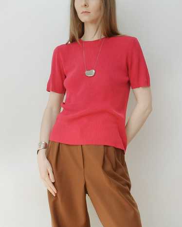Berry Silk Ribbed Knit Tee