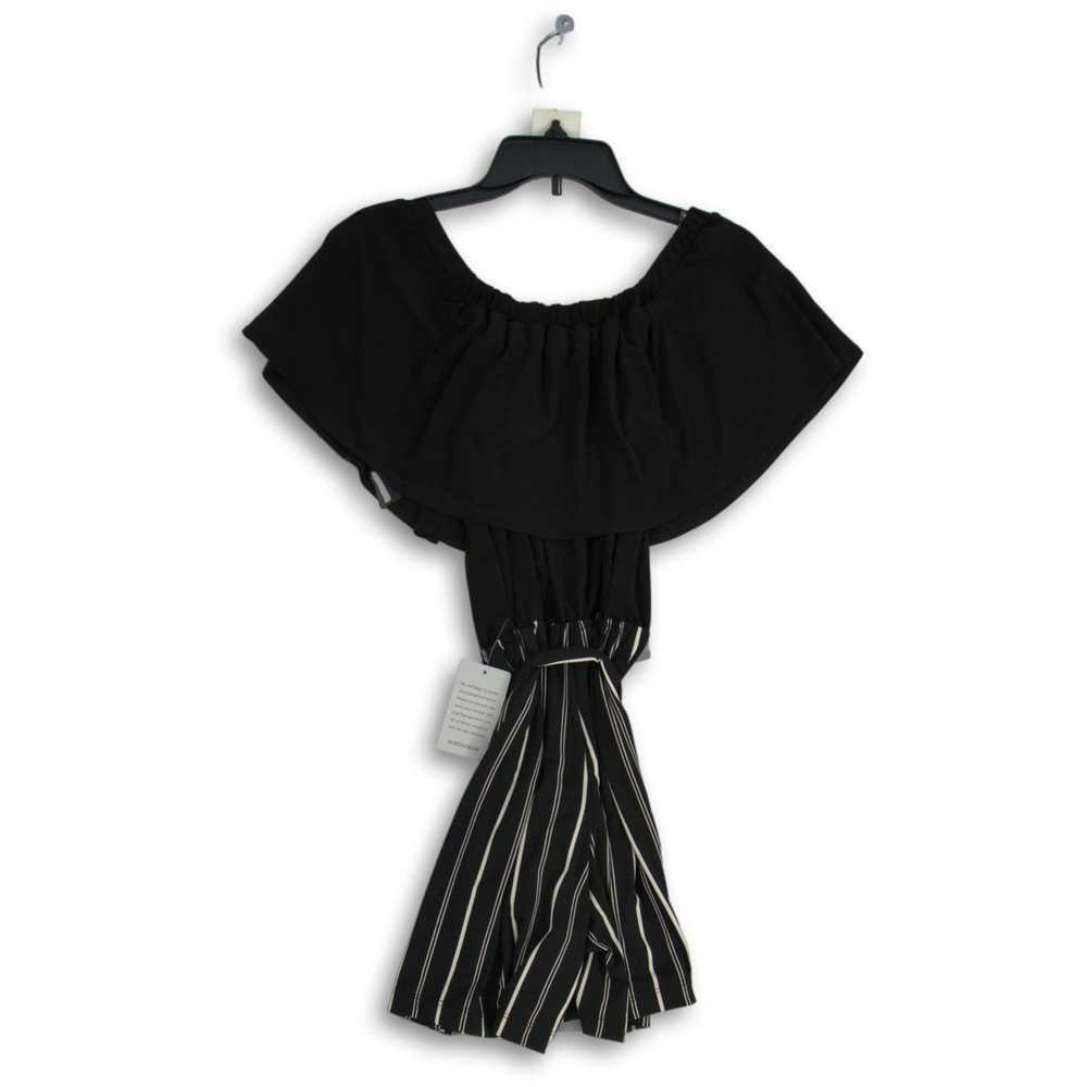 bebe NWT Womens Black Striped Pleated Off The Sho… - image 2