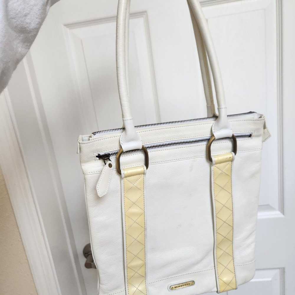 BURBERRY Tote Bag Leather White Auth ti798 - image 1