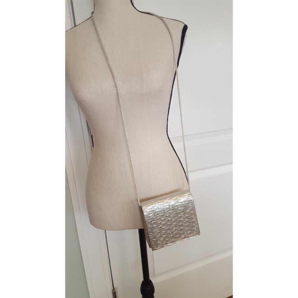 Vintage La Regale evening bag, Silver Crinkle Fab… - image 1