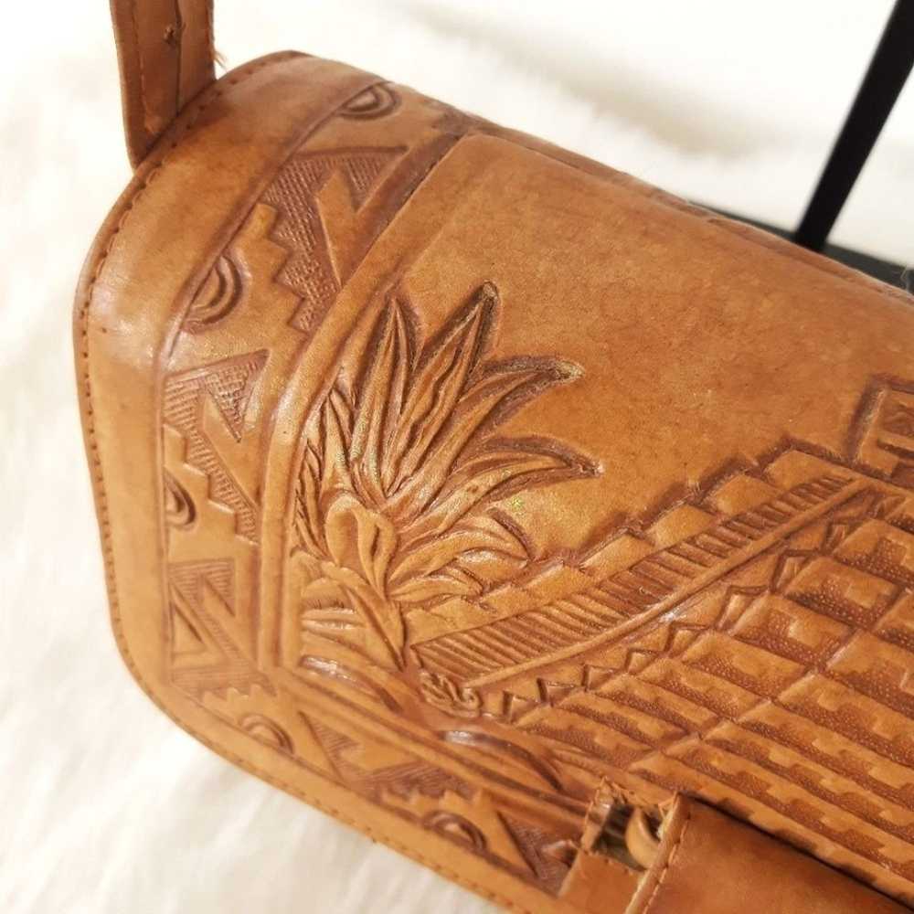 PYMSA | Vintage Hand Tooled Cowhide Leather Shoul… - image 5