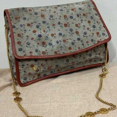 VALENTINO Vintage suede and leather floral bag - image 1