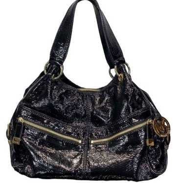 MICHAEL Michael Kors Black Shiny Hobo Bag Shoulde… - image 1