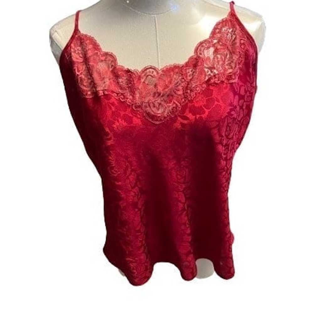 Vintage Floral Lace Red Top - image 1