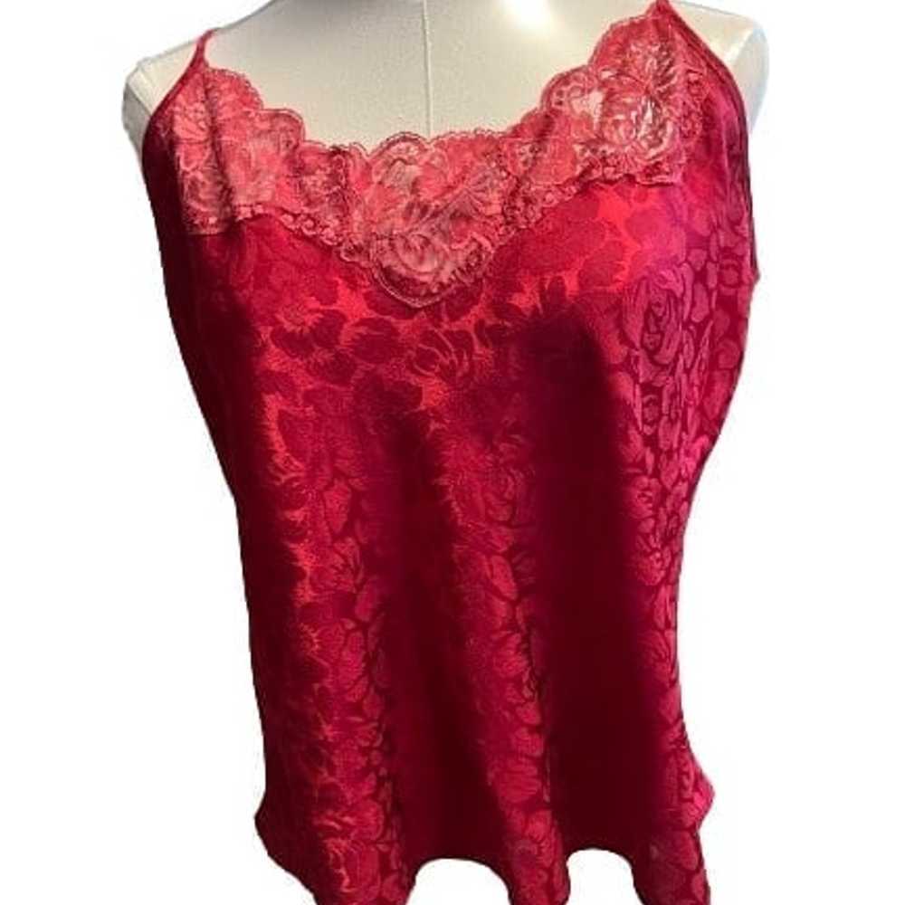 Vintage Floral Lace Red Top - image 2