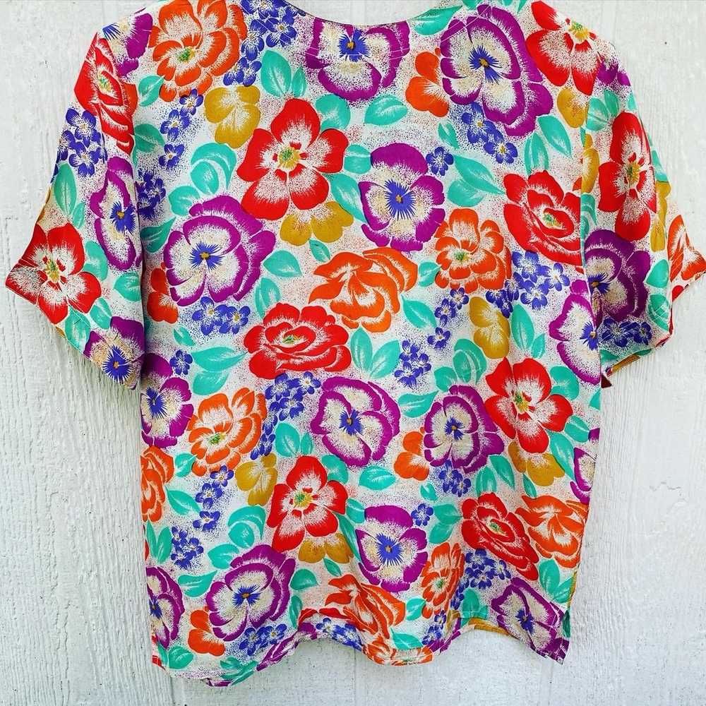 Vintage Silk Floral Blouse - image 1