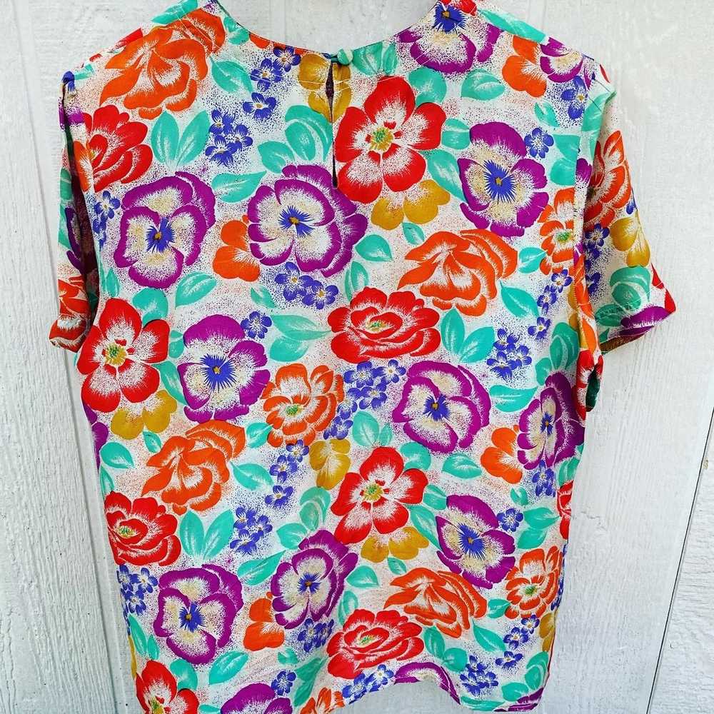 Vintage Silk Floral Blouse - image 2