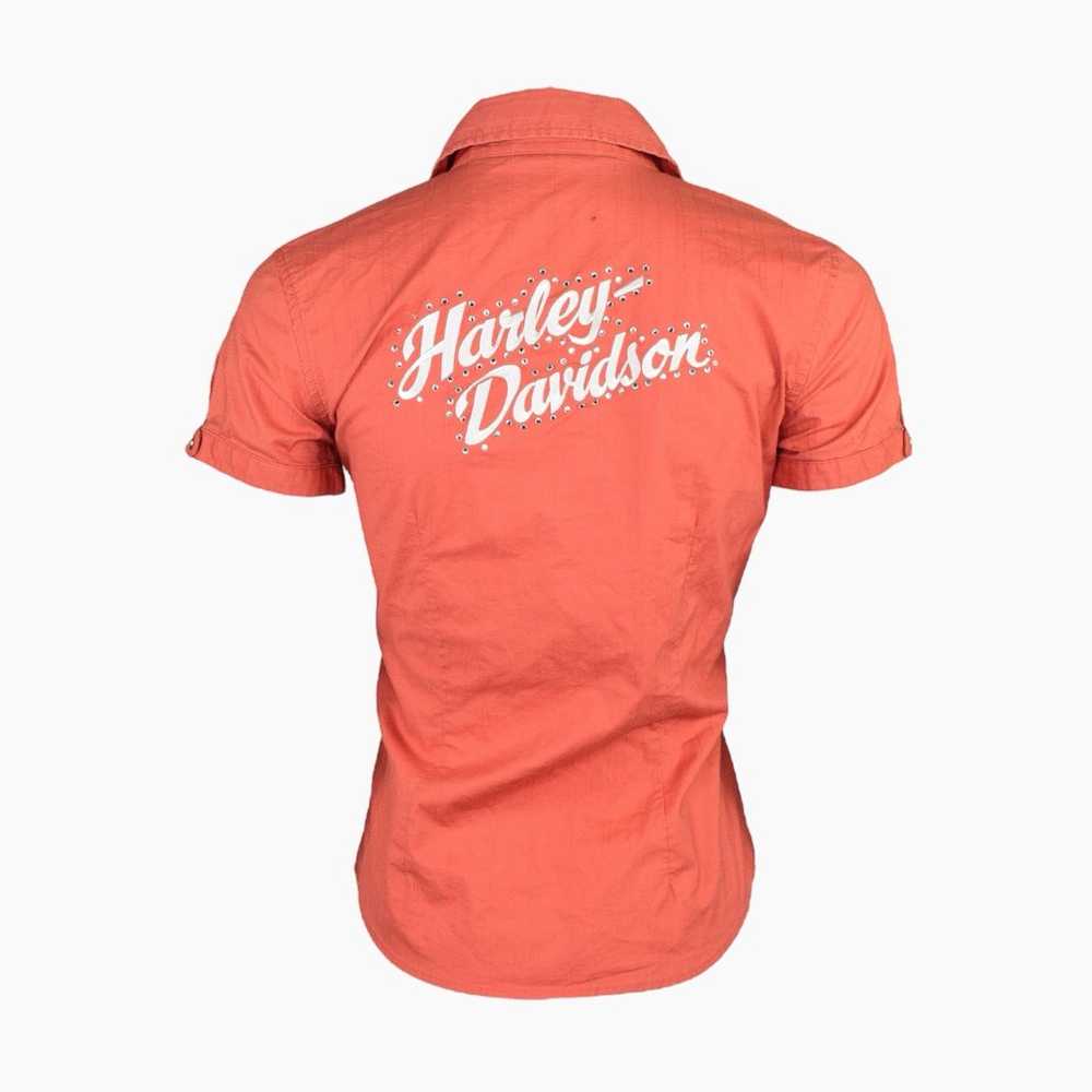 Harley Davidson ✦ Vintage Orange Y2K Rhinestone B… - image 2