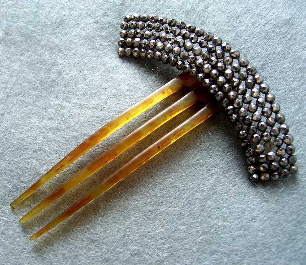 Mid Victorian hinged tiara style hair comb in cut… - image 12