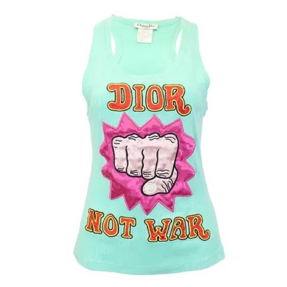 AUTH VTG Christian Dior NOT WAR Silk Logo Tank To… - image 1