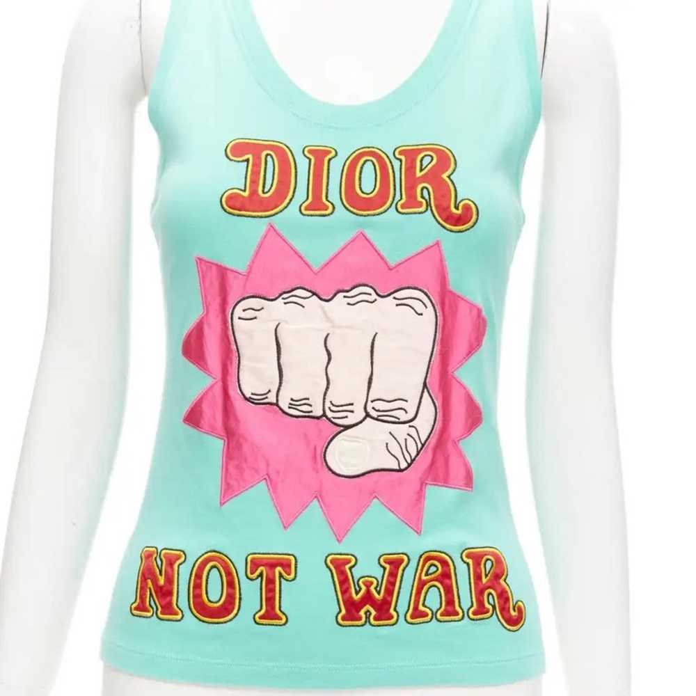 AUTH VTG Christian Dior NOT WAR Silk Logo Tank To… - image 5