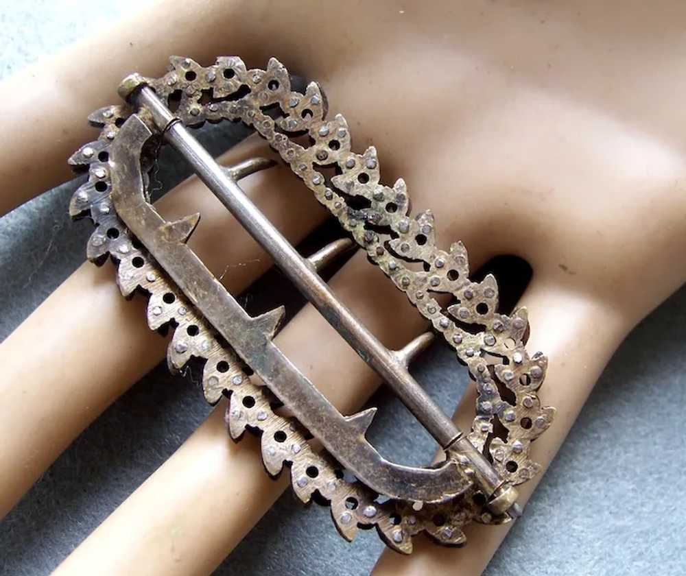 Victorian cut steel belt or sash buckle or belt o… - image 7