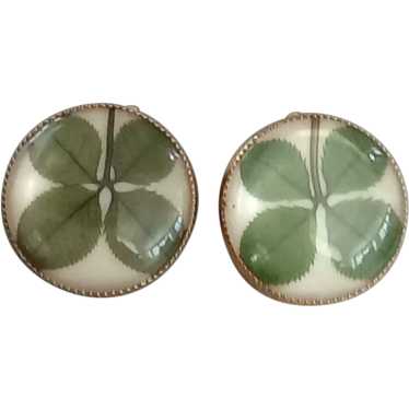 Vintage 1950's Coro bubble glass 4 leaf clover cl… - image 1