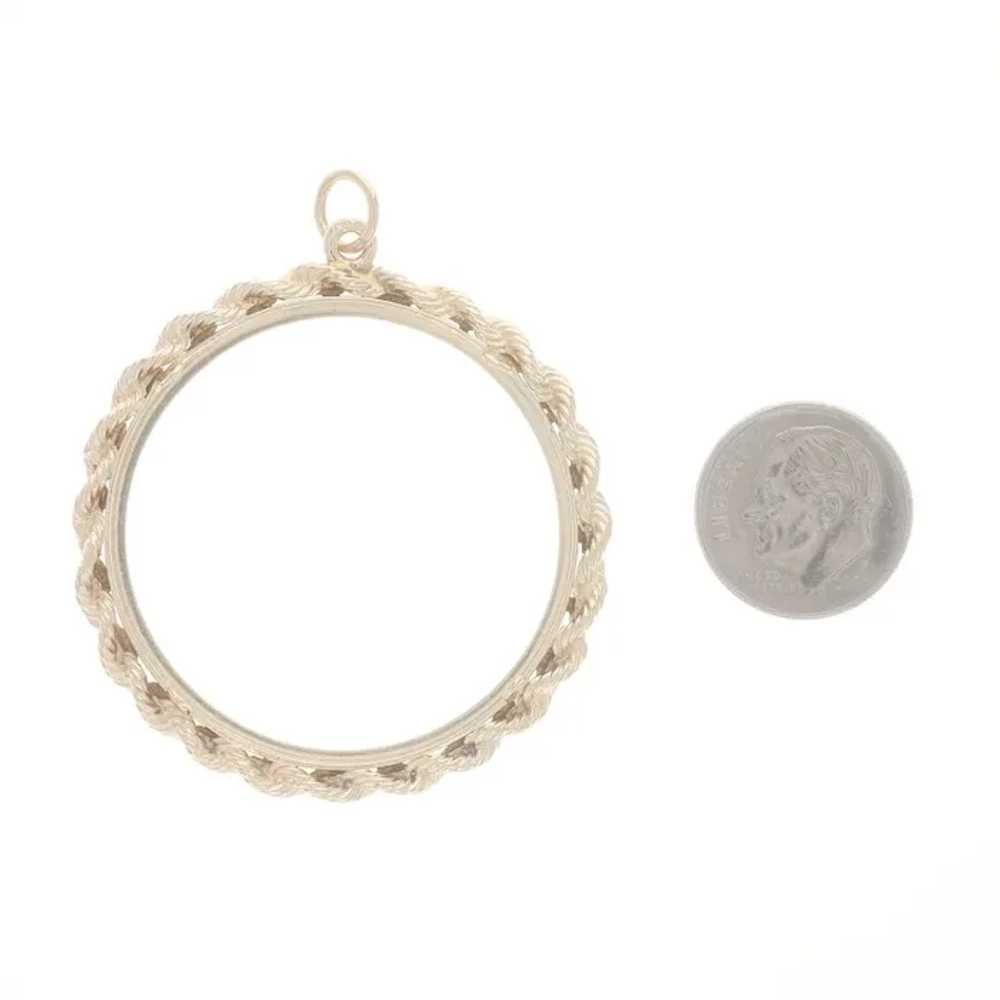 Yellow Gold Coin Holder Pendant - 14k Rope Border - image 3