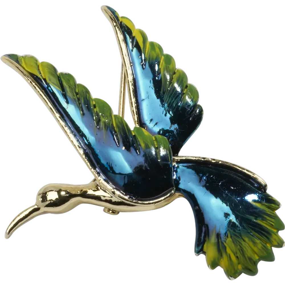 Vintage Gerry's Tropical Bird Enamel Brooch Pin i… - image 1