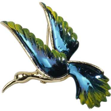 Vintage Gerry's Tropical Bird Enamel Brooch Pin i… - image 1