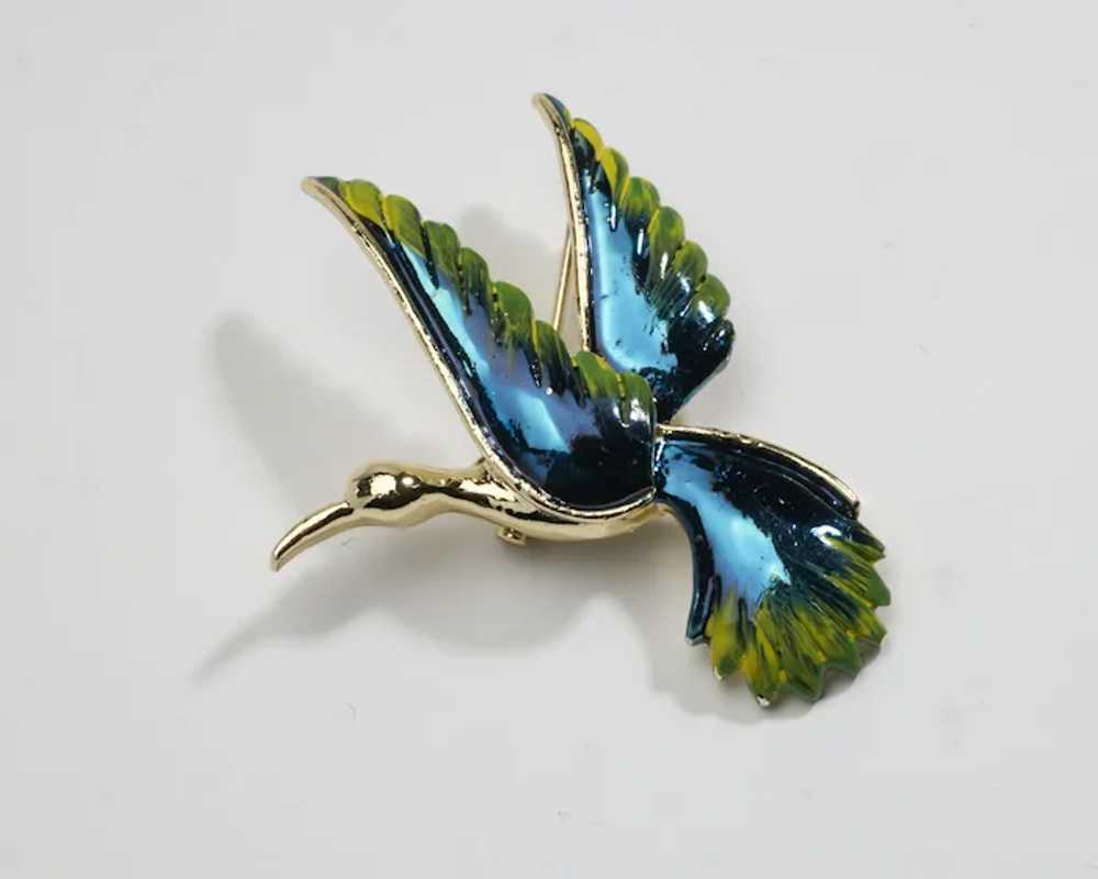 Vintage Gerry's Tropical Bird Enamel Brooch Pin i… - image 2